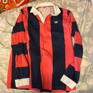 Mens Adidas striped Long sleeve polo shirt